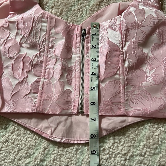 NWT Altar’d State Mirabel Satin Jacquard Crop Bustier Corset Top Size XS Pink - Picture 16 of 16